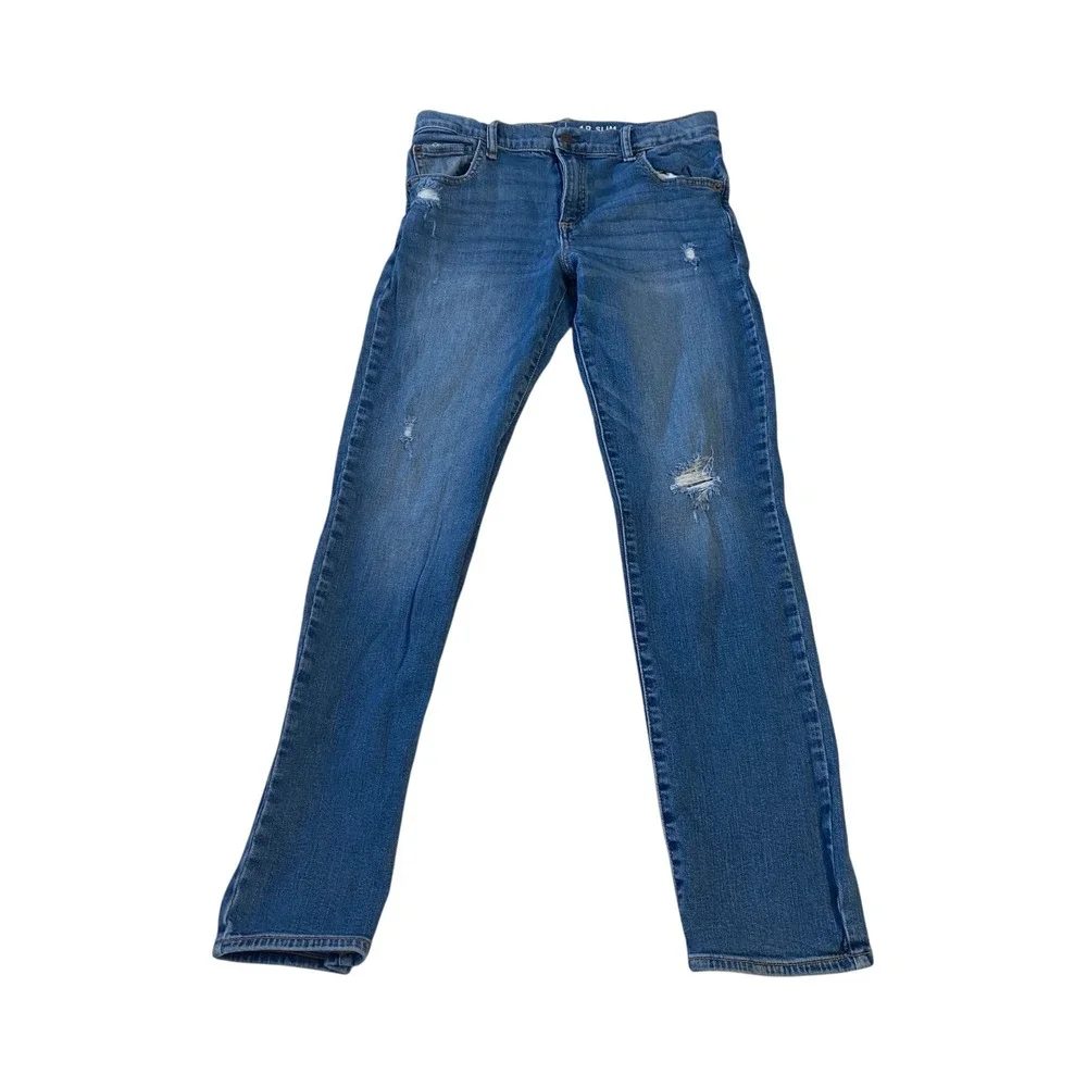 GAP Kids 18‎ Slim Fit Denim Jeans Blue Distressed Rips Casual Everyday